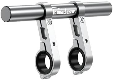 Kaedear(カエディア) バイク マルチバー クランプバー ステー ハンドル バー オートバイ スマホホルダー クランプ 径22mm 長さ203mm ハンドル径 32.0/28.6/25.4/22.0mm 二柱構造 クランプバーマウント KDR-H4W-S (シルバー)