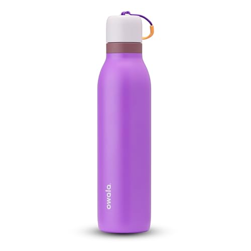 Owala FreeSip Twist Insulated Stainless Steel Water Bottle with Straw for Sports and Travel, BPA-Free, 24-oz, Purple/Purple (