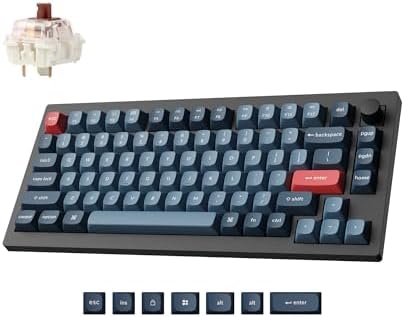 Keychron V1 Max 75% Custom Wireless Mechanical Keyboard, 2.4 GHz/Bluetooth 5.1/Wired RGB with QMK/VIA Programmable Knob, Hot-Swappable Gateron Brown Switch Gasket Mount for Mac Windows Linux