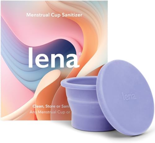 Lena Menstrual Cup Sanitizer & Cleaner Case - Compact, Collapsible Silicone Container for Cleaning Menstrual Cups & Discs - Essential for Travel, Home, Dorm Use - Kit for Beginners - Light Purple