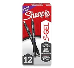 Sharpie S-Gel, Gel Pens, Medium Point (0.7mm), Purple Gel Ink Pens, 12 Count