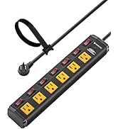 CRST 1875W Heavy Duty Power Strips with Individual Switches 15A Surge Protectors Power Strip with...