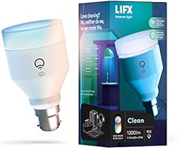 LIFX Clean A60 1200 lumens [B22 Bayonet Cap], Full Colour with Antibacterial HEV, Wi-Fi Smart LED Light Bulb, 