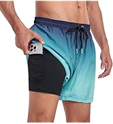 Narecte Mens Swim Trunks 5" with Compression Liner Quick Dry Board Shorts Men's Swimming Trunks w...