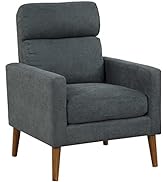 Giantex Modern Mid-Century Accent Chair- High Back Fabric Accent Arm Chair with Backrest, Solid W...