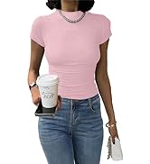 Abardsion Women's Casual Basic Knit Ribbed Tees 2024 Slim Raglan Sleeve Crewneck T Shirts Tops