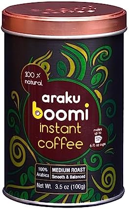 Araku Boomi Premium Single Origin Instant Coffee Powder, Medium Roast, Made from 100% Arabica Beans from Araku Valley | Best Instant Coffee | 3.5 Ounce Tin (1 Pack) (Up to 50 Cups)