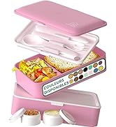 Umami Bento Lunch Box, 2 Pots à Sauce & Couverts en Bois Inclus, Lunchbox Micro-Ondable, Boîte à ...