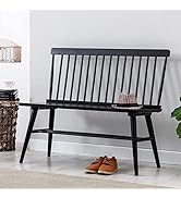 Duhome Entryway Bench, Black Dining Bench with Spindle Back Farmhouse Bench Wood Bench Windsor Be...