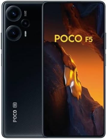 Xiaomi Poco F5 5G + 4G LTE 256GB + 12GB Global Version Unlocked 6.67" 120Hz 64Mp Triple Camera (Tmobile Mint Tello Metro USA Market) + (w/Fast Car 51W Charger Bundle) (Black (Global))