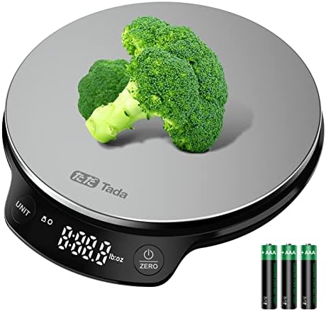 TADA Digital Food Kitchen Scale 11lb/5kg with 0.01oz/0.1g Precision for Cooking, Baking, Nutrition and Diet Weight Ounces and Grams, Stainless Steel