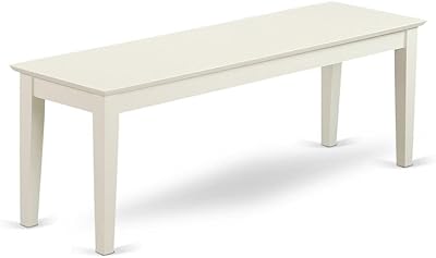 East West Furniture CAB-LWH-W Dining Table Bench with Solid Wood Seat, 51x15x18 Inch, Linen White