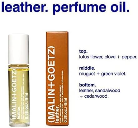 Image of Malin + Goetz Leather Perfume Oil, 0.3 Fl. Oz. - Men & Women Rustic Modern Scented Oil, Fragrance Oil, Roll On Mini Perfume Body Oil, Vegan & Cruelty-Free