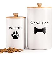 Dog Treat Container Airtight Set of 2 - 9x5" & 7x4" Ceramic Dog Treat Jars for Kitchen Counter - ...