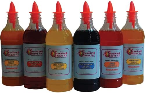 Ululani's Hawaiian Shave Ice - Gourmet Shave Ice Syrup 6 Pack, Pints (Includes Pour Spouts)