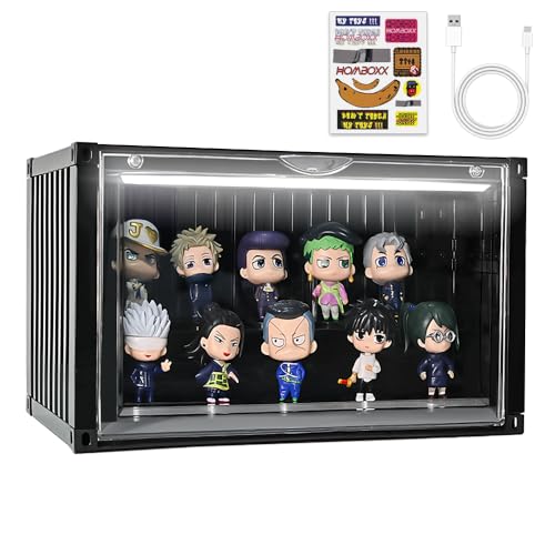 Clear Acrylic Display Case with Light,Container Dustproof Protection Display Box for Collectible Pop Figures and Toys,Toys no