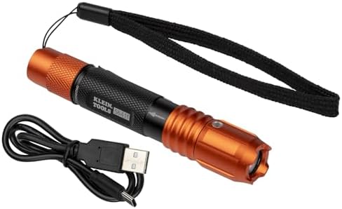 Klein Tools 56411 Rechargeable Pocket Flashlight, 275 Lumen, Dual-Direction Pocket Clip and Lanyard, IP67 Waterproof, 10-Foot Drop Rating