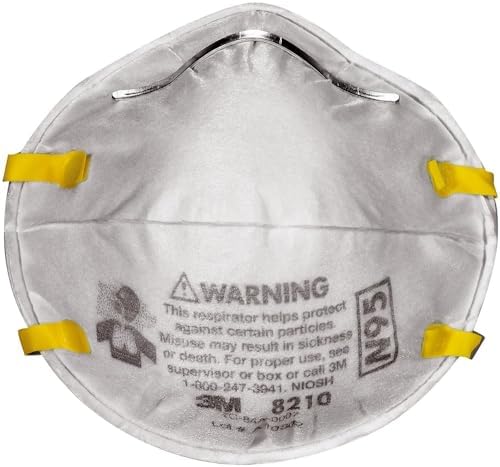 3M Personal Protective Equipment Particulate Respirator 8210 + N95 + Smoke + Dust + Grinding + Sanding + Sawing + Sweeping (Box/20)