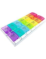 JFA Medical Weekly Pill Box Organiser/Reminder for Medicines Supplements, Vitamins, 7days, 2 compartments per Day