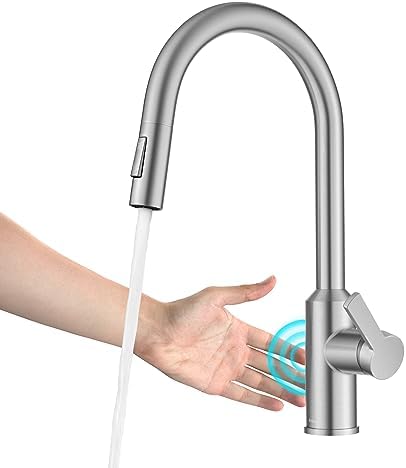 KRAUS Oletto Touchless Sensor Pull-Down Single Handle Kitchen Faucet in Spot-Free Stainless Steel, KSF-2830SFS