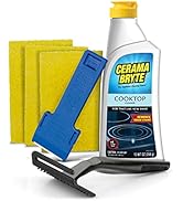 Cerama Bryte Combo Kit POW-R Grip, Scraper, Pads & Removes Tough Stains Cooktop and Stove Top Cle...