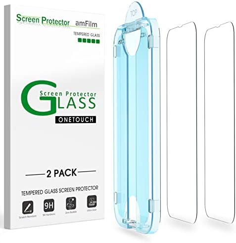 amFiIm Tempered Glass Screen Protector for iPhone 14 6.1"/iPhone 13/iPhone 13 Pro 6.1", Easy OneTouch Installation, Auto-alignment, Bubble Free Case Friendly, Anti-Scratch