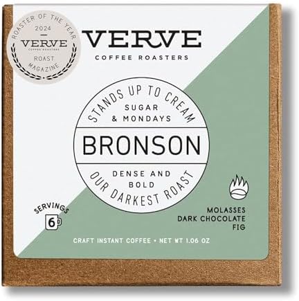 Verve Coffee Roasters Craft Instant Coffee Bronson Blend | French Dark Roast, Ground, Hand-Roasted | Enjoy Hot or Cold | Up to 6 Servings