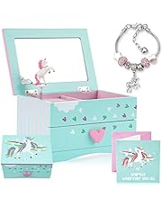 Amitié Lane Unicorn Musical Jewelry Box for Girls - Unicorns Gifts For Girls - Music Box For 5 Year Old Birthday Gifts or Ages 6, 7, 8, Kids Jewelry Box, Unicorn Bedroom Decor For Little Girl (Mint)