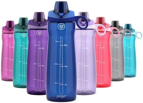Pogo BPA-Free Tritan Plastic Water Bottle with Chug Lid, 32 Oz, Blue