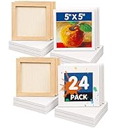 FIXSMITH Mini Stretched Canvas - 24 Pack 5 x 5 Inch, 2/5” Profile Small Square Canvases, 100% Cot...