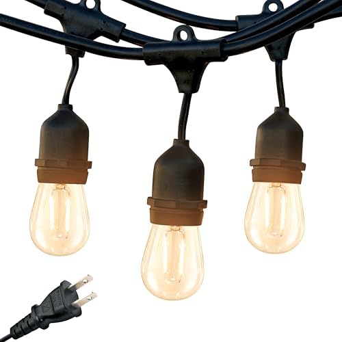 Brightech Ambience Pro - Waterproof LED Outdoor String Lights - 7 Hanging, Dimmable 2W Vintage Edison Bulbs - 24 Ft Commercial Grade Patio Lights Create Cafe Ambience in Your Backyard