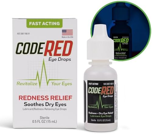 Code Red Eye Drops for Red Eyes with Soothing Redness Relief and Cool Dry Eye Relief - Revitalize Your Eyes with Lubricating Dry Eye Drops - Relieve Redness Eye Drops