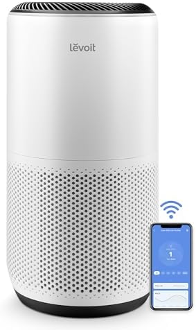 LEVOIT Air Purifiers for Home Large Room Up to 1980 Ft² in 1 Hr With Air Quality Monitor, HEPA Sleep Mode, Auto Mode, Smart WiFi, 3-in-1 Filter Captures Pet Allergies, Smoke, Dust, Core 400S-P, White