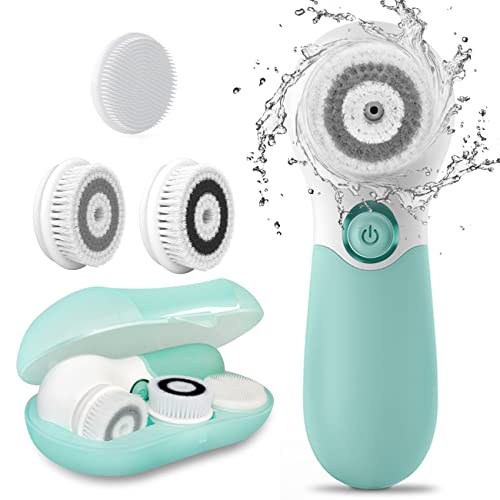 Facial Cleansing Brush Electric Facial Exfoliating Massage Brush with 3 Cleanser Heads and 2 Speeds Adjustable for Deep Clean