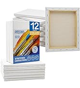 FIXSMITH Stretched White Blank Canvas- 8x10 Inch,Bulk Pack of 12,Primed,100% Cotton,5/8 Inch Prof...