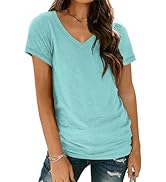 AUTOMET T Shirts Short Sleeve V Neck Tees for Women Fashion Tops Trendy Lightweight Soft Casual S...