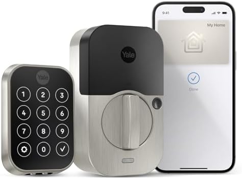 Yale Assure Lock 2 Plus Apple Home Keys (Tap to Open), Satin Nickel Wi-Fi Connected Keyless Smart Locks with Code Entry for Front Door or Back, YRD450-N-WF1-619