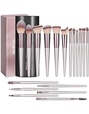 BS-MALL Makeup Brushes Premium Synthetic Foundation Powder Concealers Eye Shadows Silver Black Makeup Brush Sets(18 Pcs)