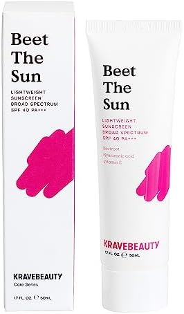 KraveBeauty Beet The Sun SPF 40 PA+++ Broad Spectrum Sunscreen, Daily Non-Greasy Chemical SPF, No White Cast or Pilling, For All Skin Types, Vegan & Cruelty Free, 1.7 fl oz