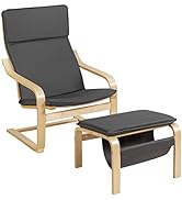 Giantex Wooden Lounge Chair with Ottoman, Modern Accent Armchair Leisure Chair with Removable Cus...