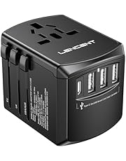 LENCENT Universal Travel Adapter, International Charger with 3 USB Ports and Type-C PD Fast Charging Adaptor for iPhone, Tablet, Gopro. for Over 200 Countries Type A/C/G/I (USA, UK, EU AUS)