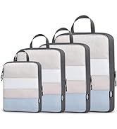 G4Free Compression Packing Cubes for Suitcase, See-through Lightweight 4 Set Travel Packing Cubes...