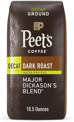 Peet's Coffee, Dark Roast Decaffeinated Ground Coffee - Decaf Major Dickason's Blend 10.5 Ounce Bag