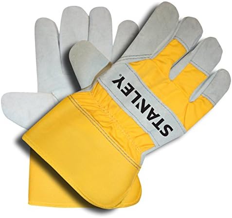 Cordova Stanley Select Cowhide spit Leather Palm Work and Safety Gloves - Yellow Canvas Back - Large, 1 Count (Pack of 1)