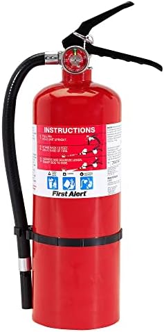 FIRST ALERT PRO5 Rechargeable Heavy Duty Fire Extinguisher, UL RATED 3-A:40-B:C, Red, 1-Pack