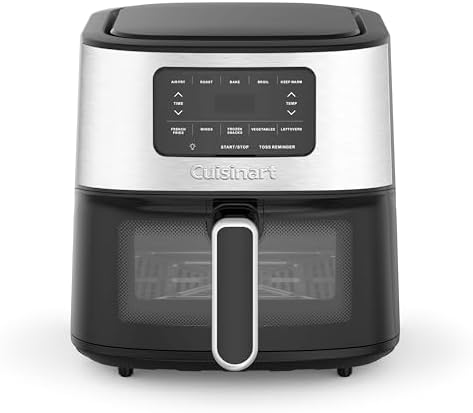 Cuisinart Air Fryer Oven – 6-Qt Basket Stainless Steel Air Fryer – Dishwasher-Safe Parts with 5 Presets – Roast, Bake, Broil, Air Fry and Keep Warm – Quick & Easy Meals – AIR-200