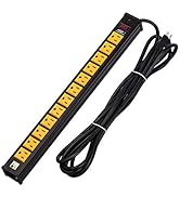 CRST 12-Outlet Heavy-Duty Power Strip with 15 Amps, 15-Foot Power Cord for Kitchen, Office, Schoo...