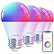 Linkind Smart Light Bulbs, Smart Bulb That Work with Alexa &amp; Google Home, LED Light Bulbs Color Changing, 64 Preset Scenes, Music Sync, A19 E26 2.4GHz RGBTW WiFi Bluetooth Light Bulb 60W, 800LM, 4Pack