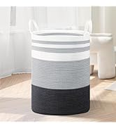 WOWBOX Cotton Rope Laundry Hamper, Large Laundry Basket, Durable Dirty Clothes Storage Basket Lau...