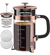 French Press Coffee Maker 34oz 304 Stainless Steel French Press with 4 Filter, Heat Resistant Dur...